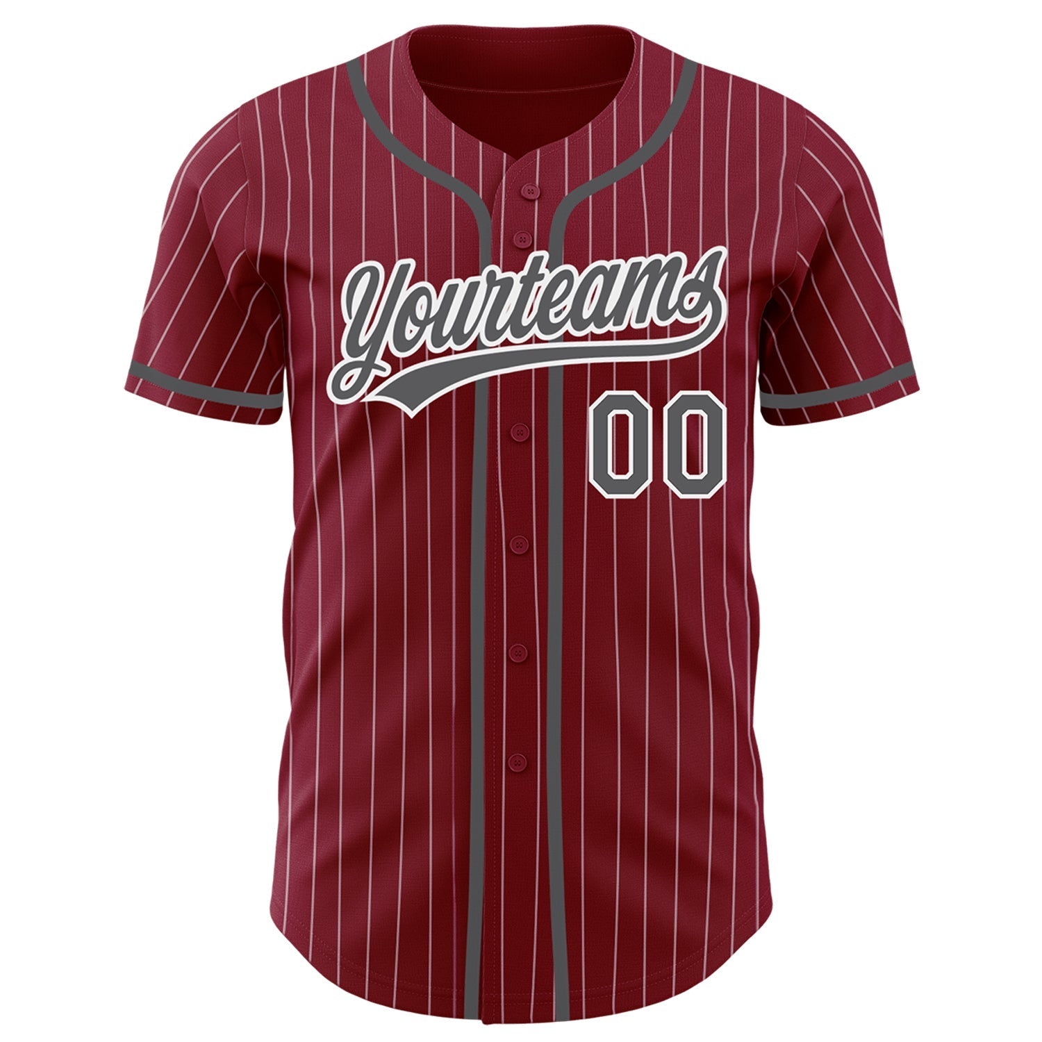 Custom Crimson White Pinstripe Steel Gray Authentic Baseball Jersey baseball jersey product view 2