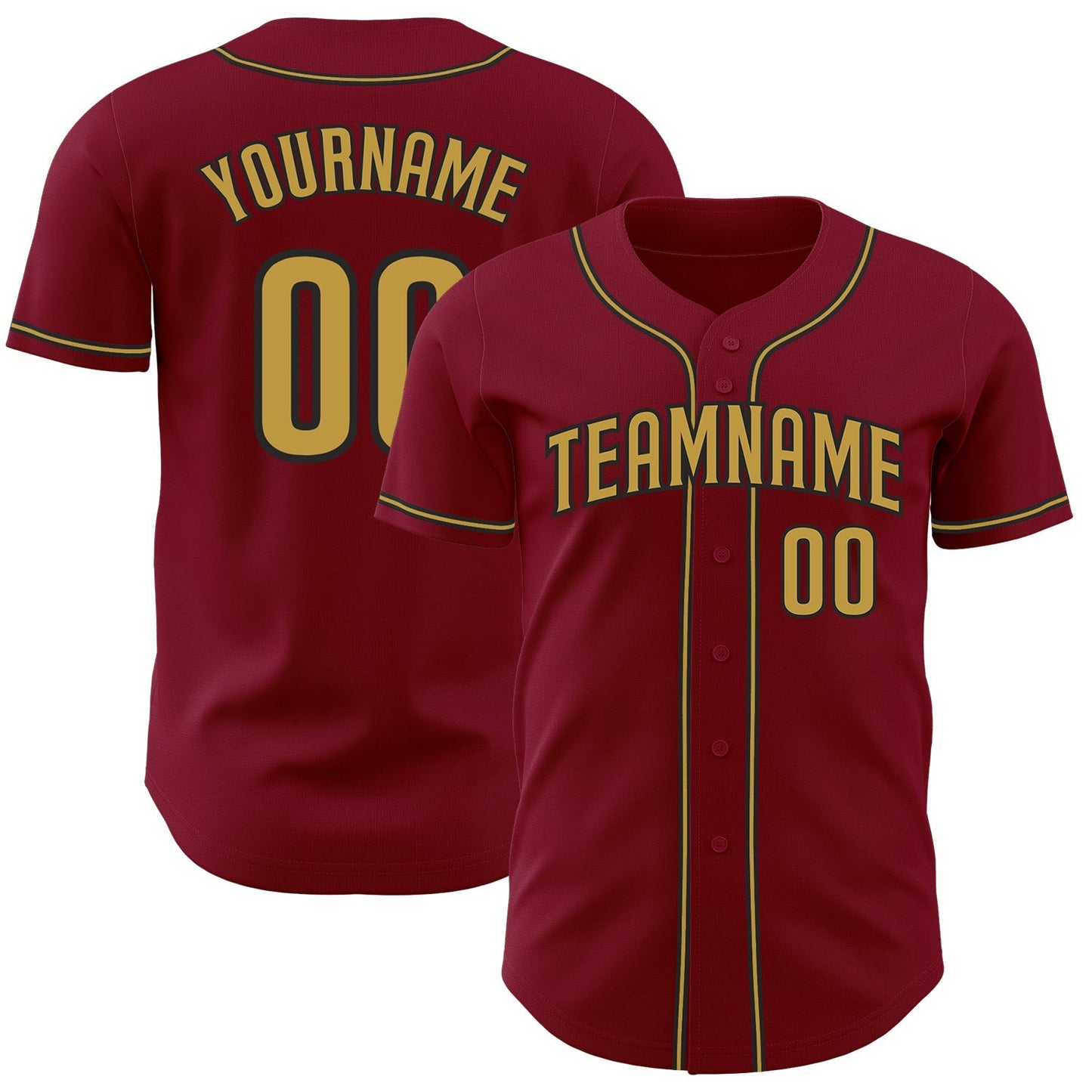 Custom Crimson Old Gold-Black Authentic Baseball Jersey baseball jersey product view 1