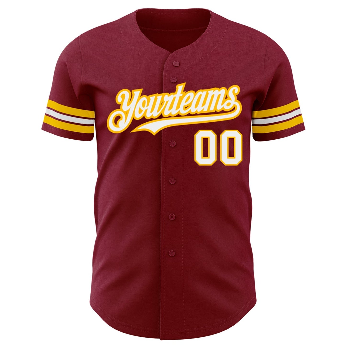 Custom Crimson White-Gold Authentic Baseball Jersey baseball jersey product view 2