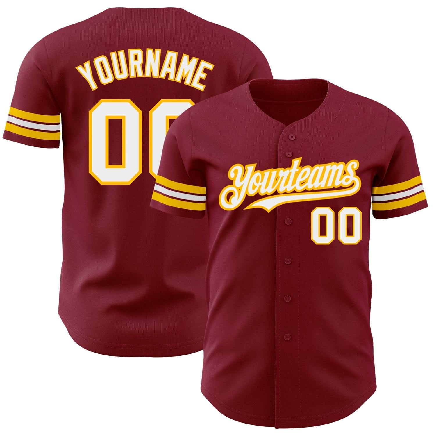 Custom Crimson White-Gold Authentic Baseball Jersey baseball jersey product view 1