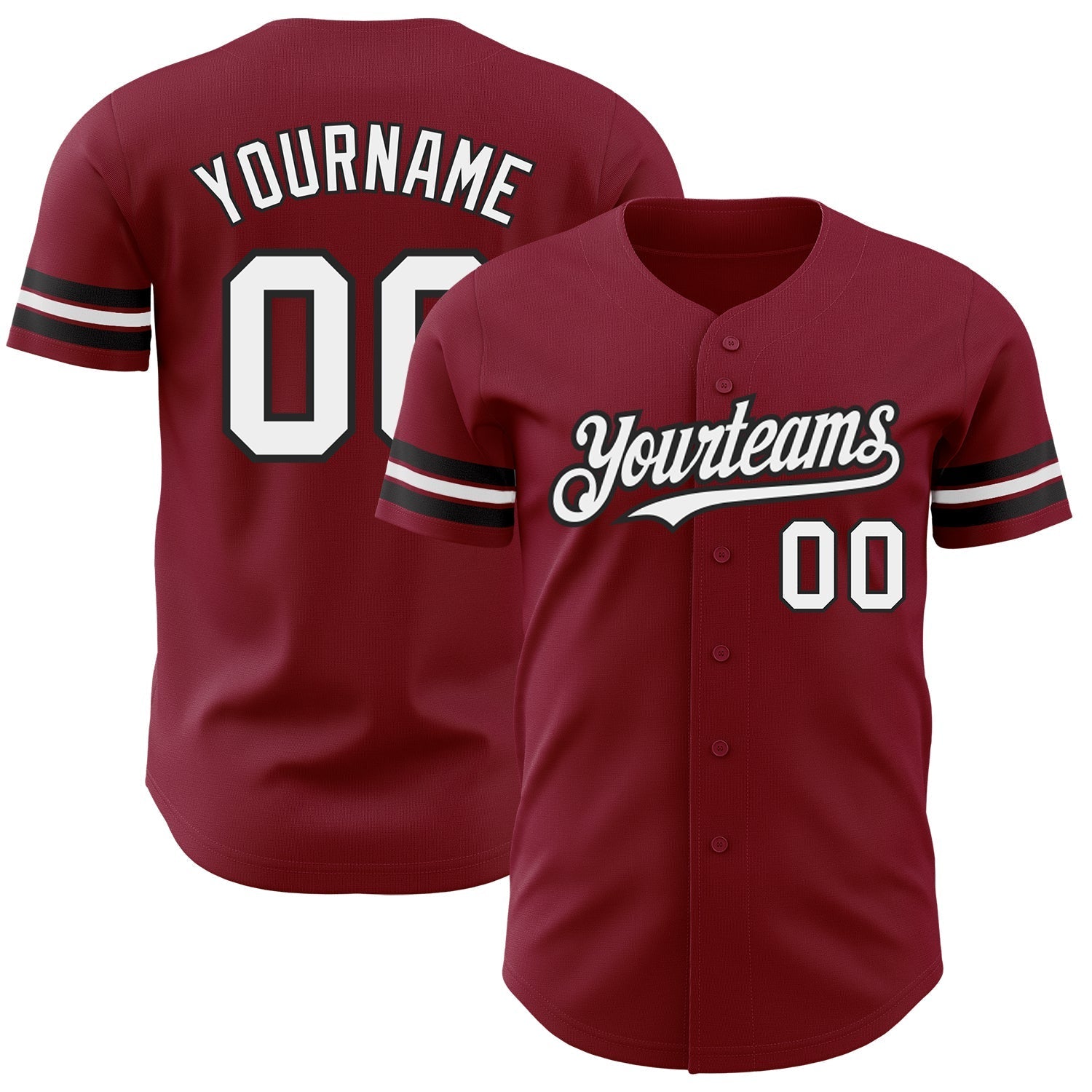 Custom Crimson White-Black Authentic Baseball Jersey baseball jersey product view 1