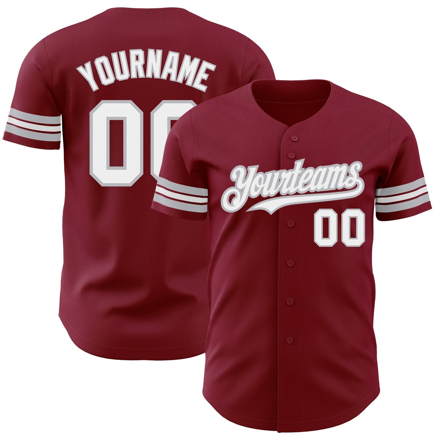 Custom Crimson White-Gray Authentic Baseball Jersey baseball jersey product view 1