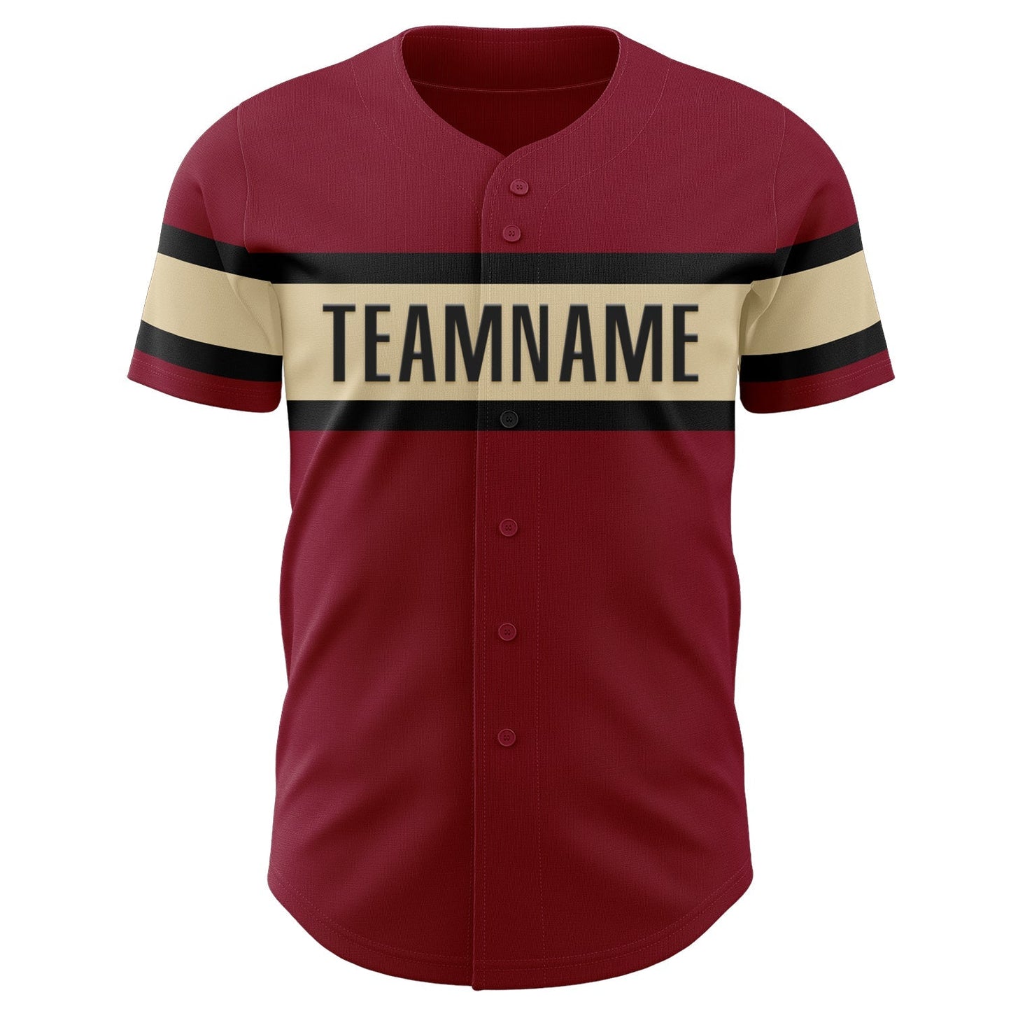 Custom Crimson Black-Cream Authentic Baseball Jersey baseball jersey product view 2