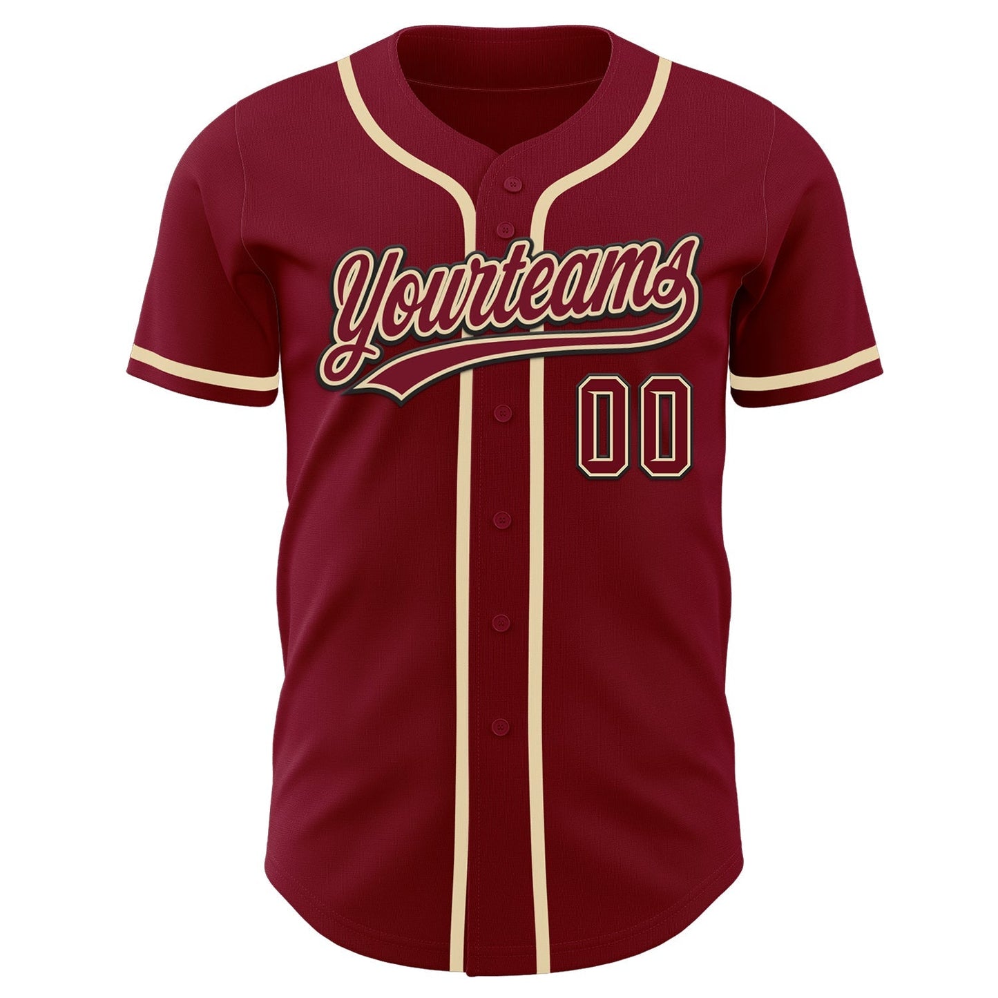 Custom Crimson Cream-Black Authentic Baseball Jersey baseball jersey product view 2
