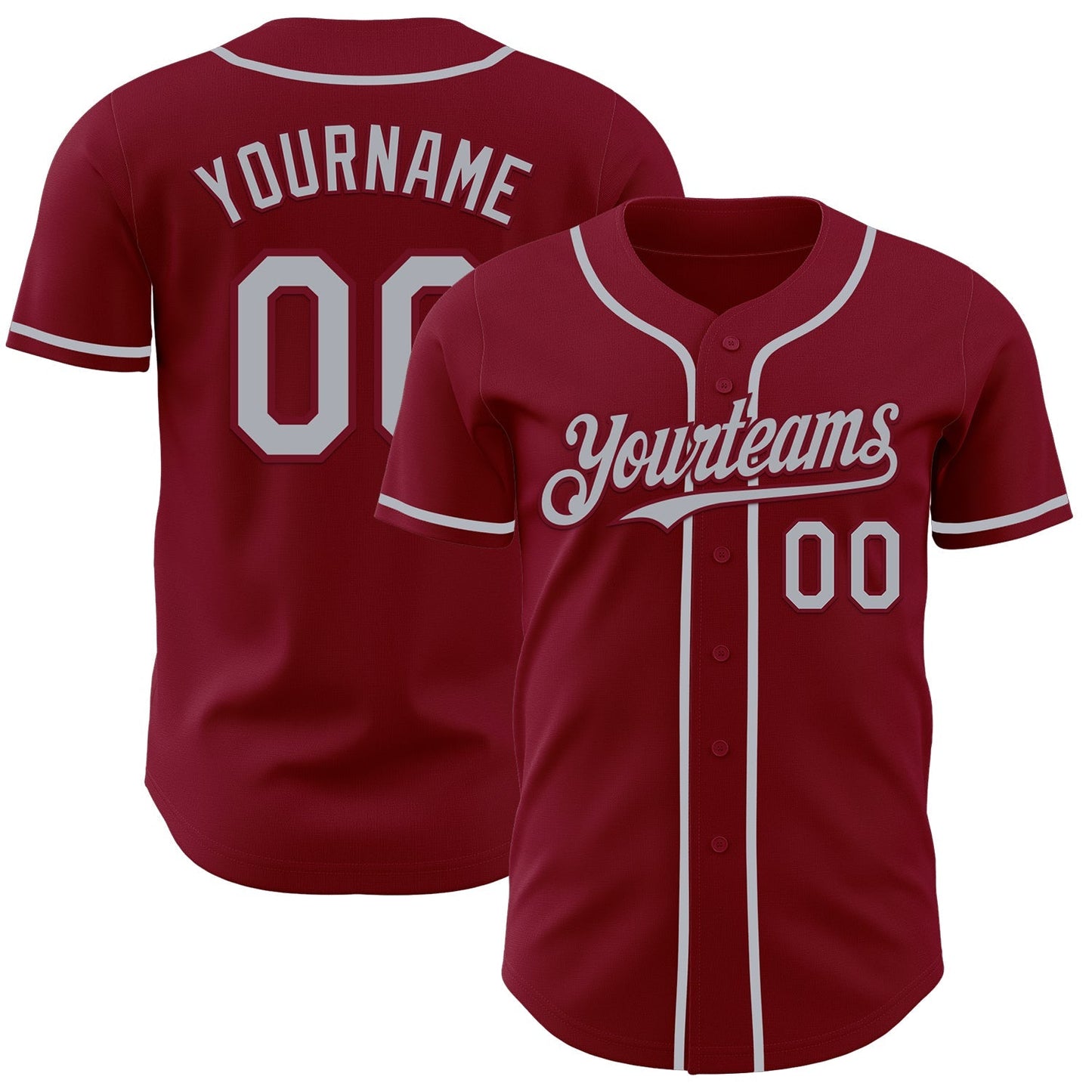 Custom Crimson Gray Authentic Baseball Jersey baseball jersey product view 1