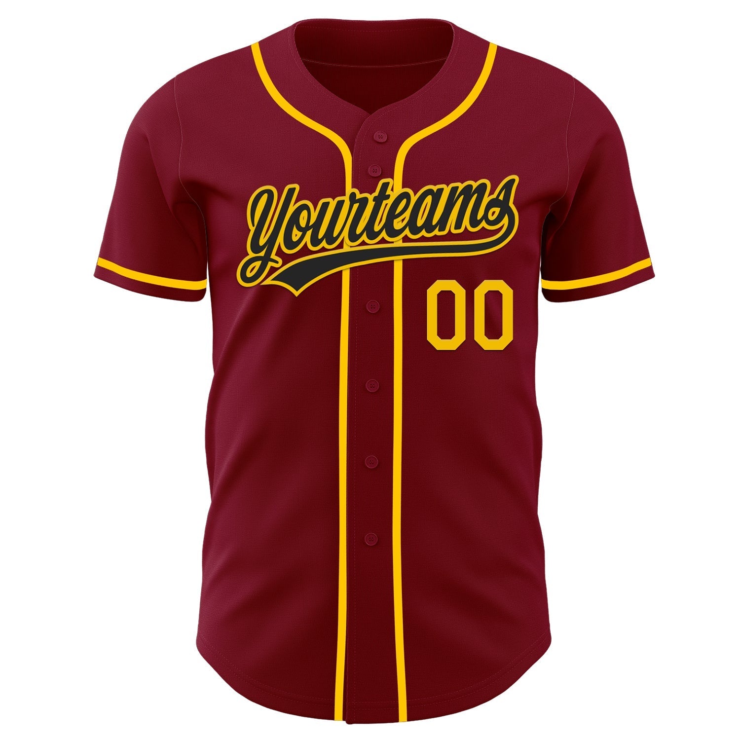 Custom Crimson Yellow Authentic Baseball Jersey baseball jersey product view 2