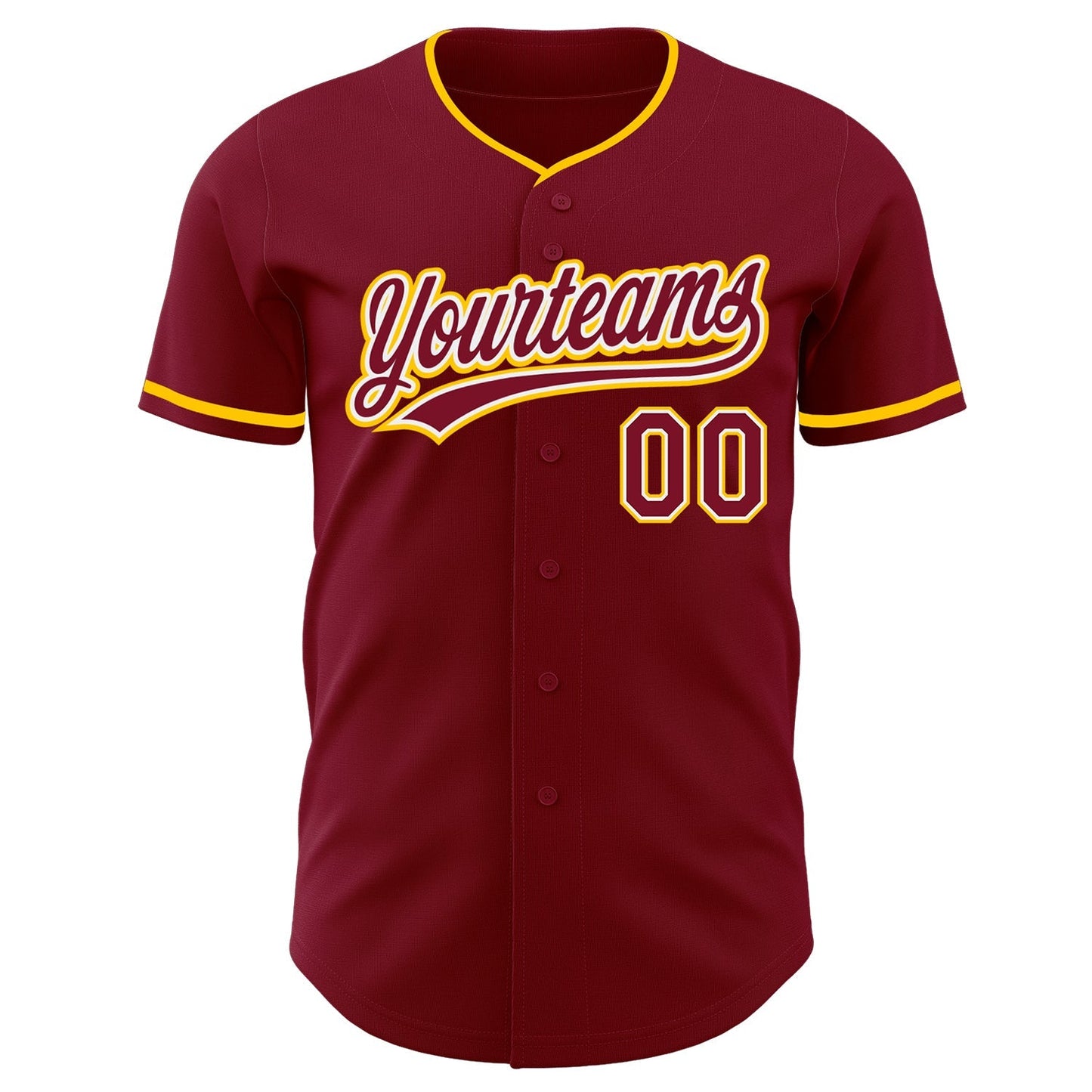 Custom Crimson White-Yellow Authentic Baseball Jersey baseball jersey product view 2