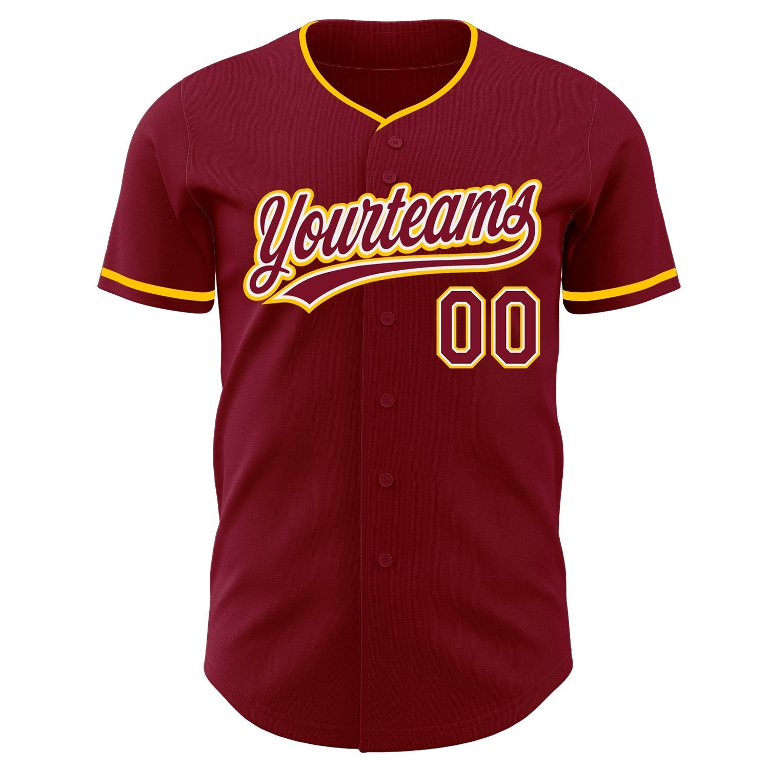 Custom Crimson White-Yellow Authentic Baseball Jersey baseball jersey product view 2