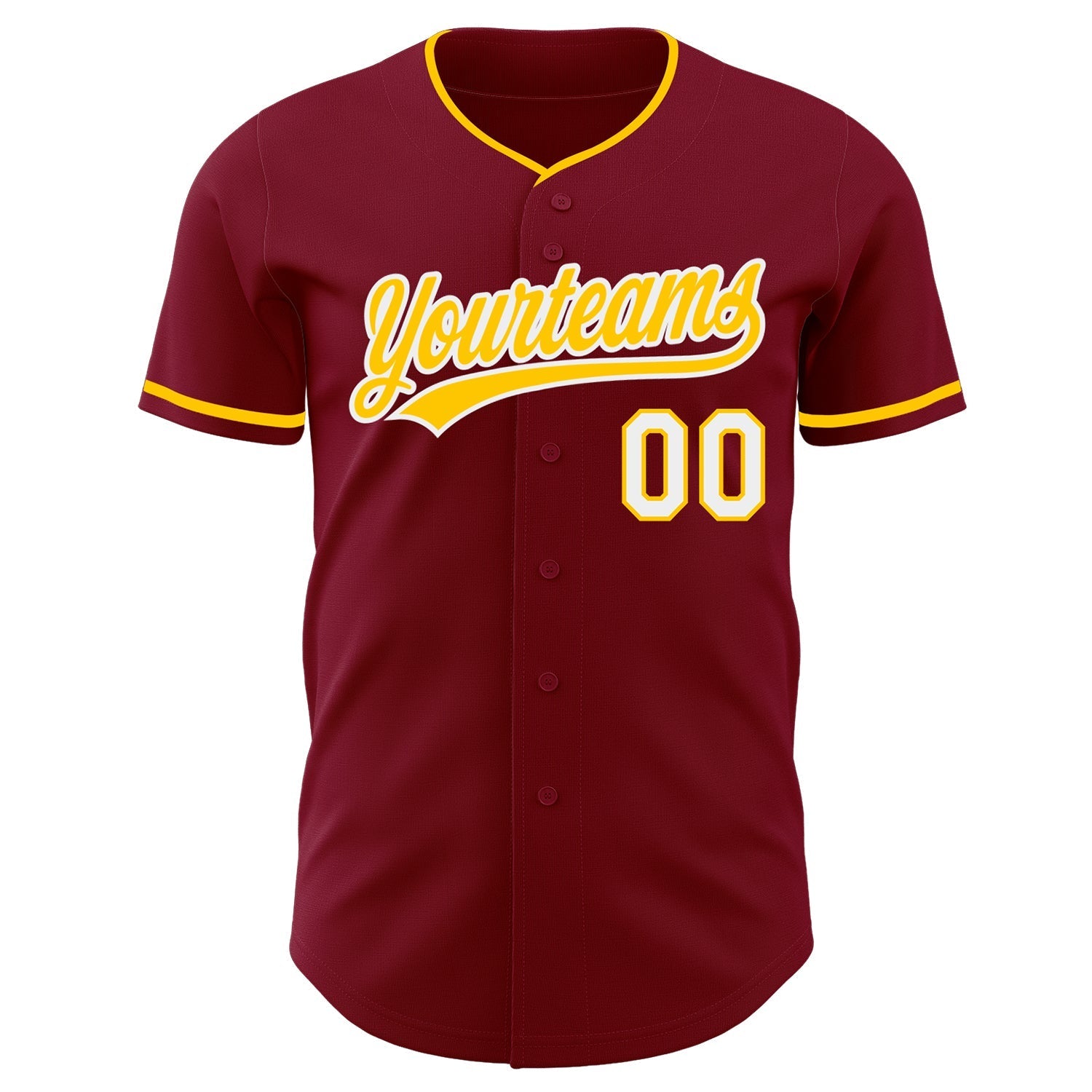 Custom Crimson Yellow-White Authentic Baseball Jersey baseball jersey product view 2