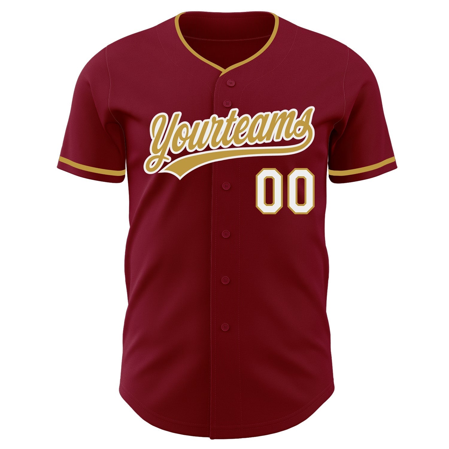Custom Crimson Old Gold-White Authentic Baseball Jersey baseball jersey product view 2