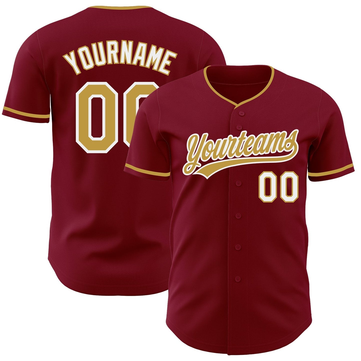 Custom Crimson Old Gold-White Authentic Baseball Jersey baseball jersey product view 1