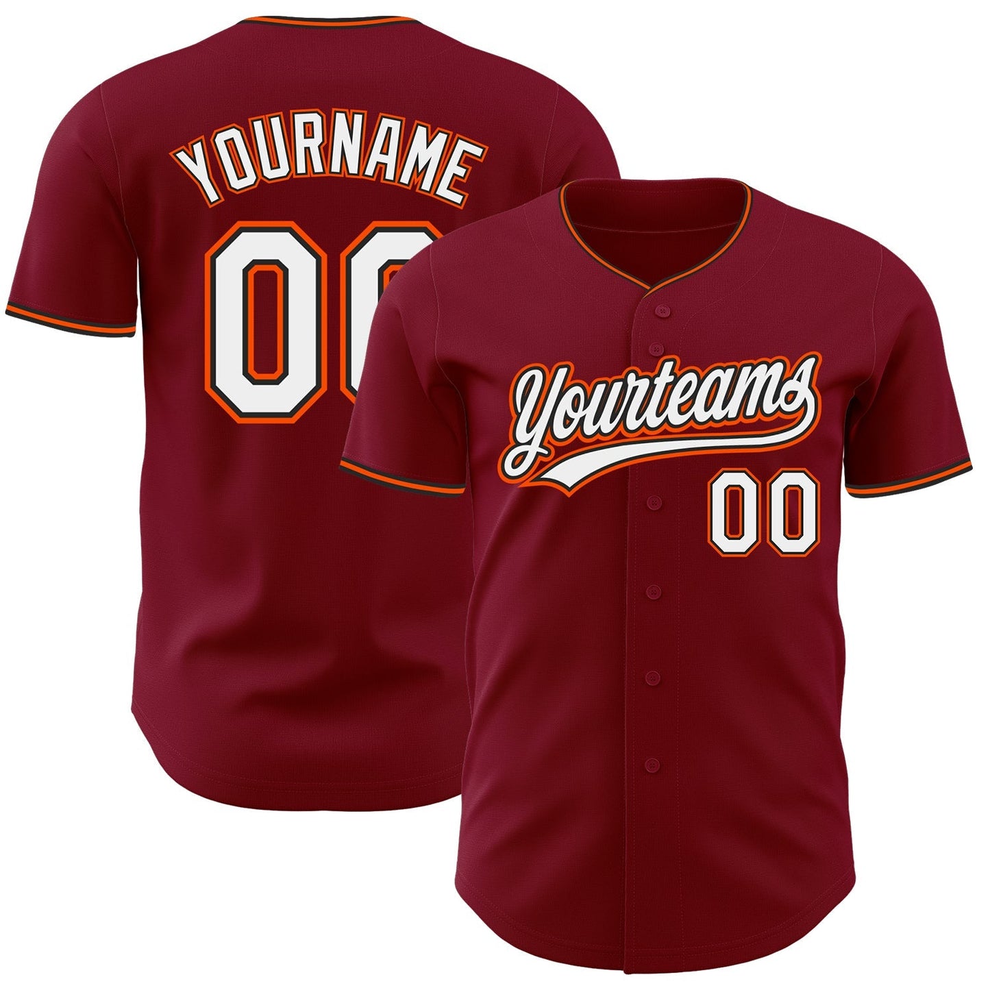 Custom Crimson White Black-Orange Authentic Baseball Jersey baseball jersey product view 1