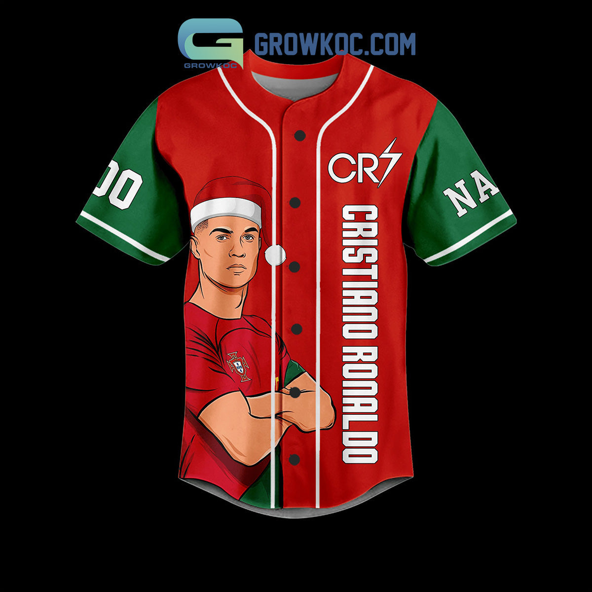 Cristiano Ronaldo CR7 Portugal Christmas Personalized Baseball Jersey baseball jersey product view 2