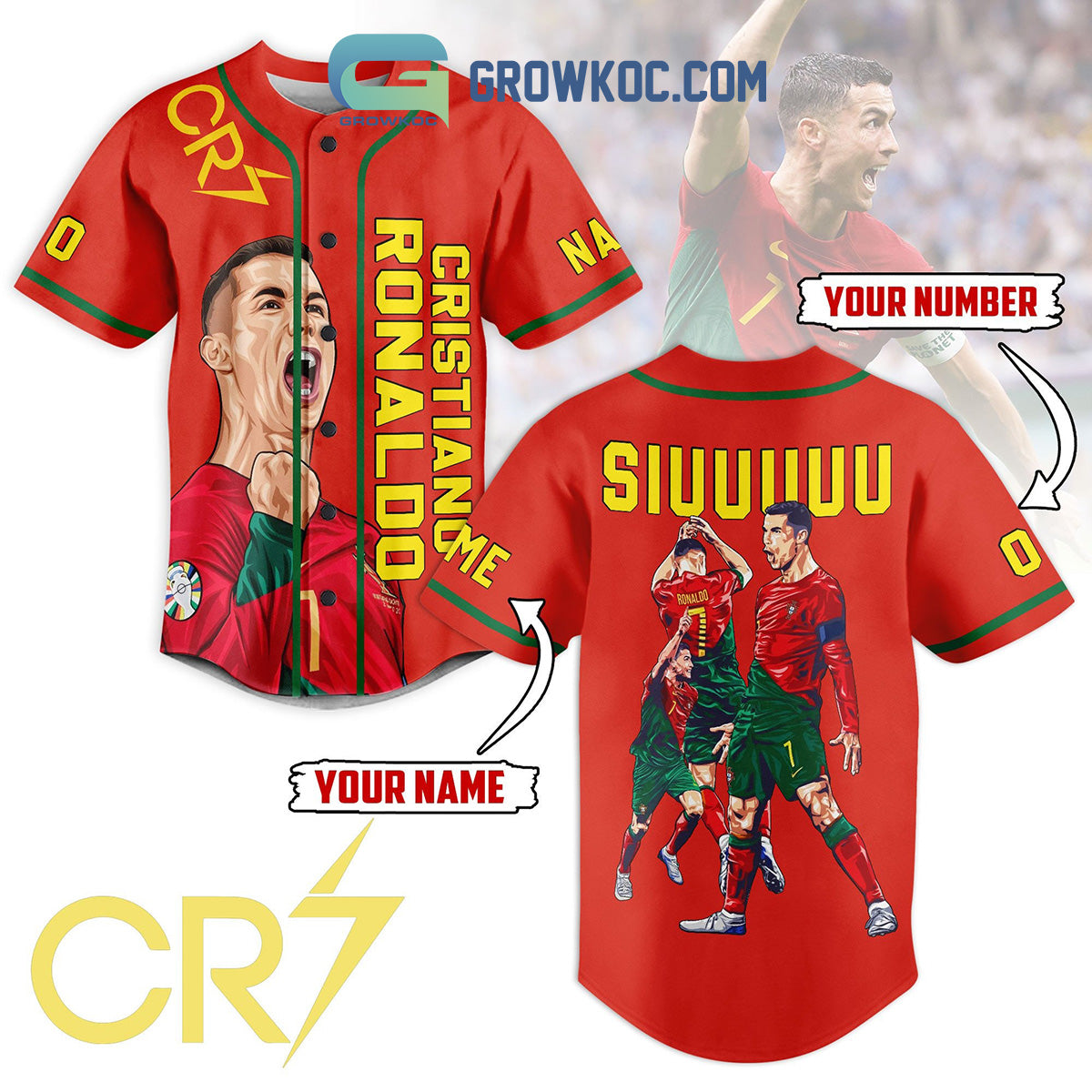 Cristiano Ronaldo CR7 Siuu Christmas Personalized Baseball Jersey baseball jersey product view 1