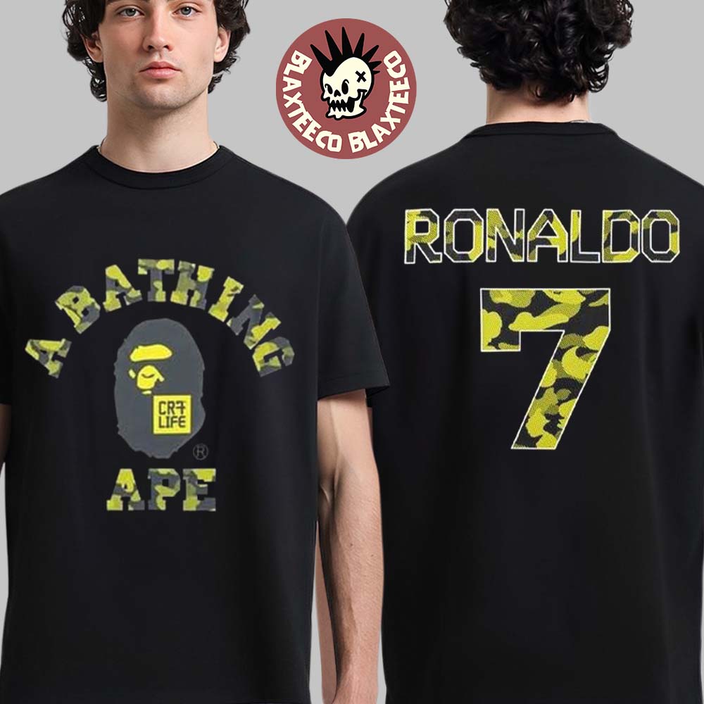 Cristiano Ronaldo X BAPE CR7 Life Collection A Bathing Ape Camo Number 7 Two Sided T-Shirt - T-Shirt, Sweatshirt, Hoodie