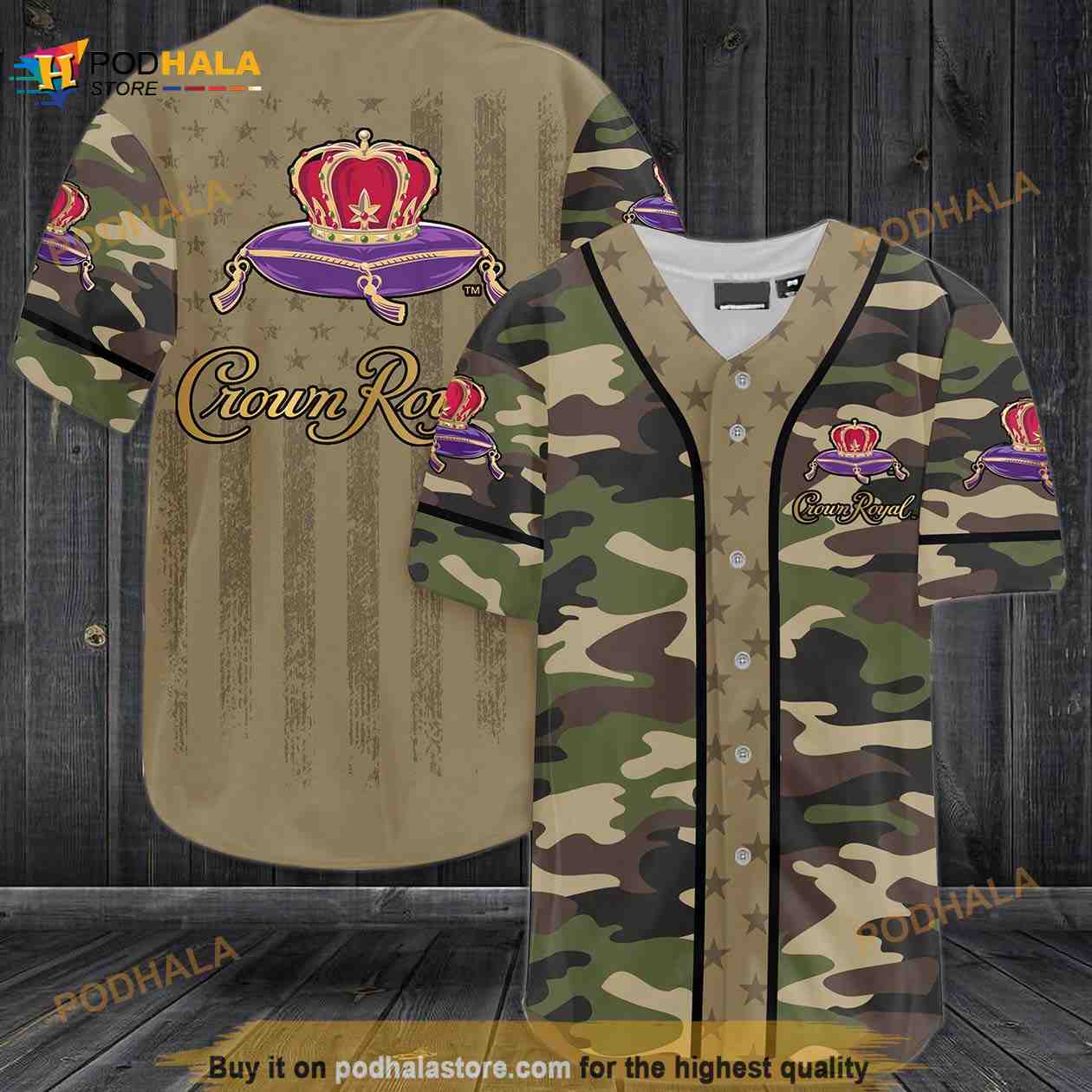 Crown Royal All Over Print 3D Camo Unisex 3D Baseball Jersey baseball jersey product view 1