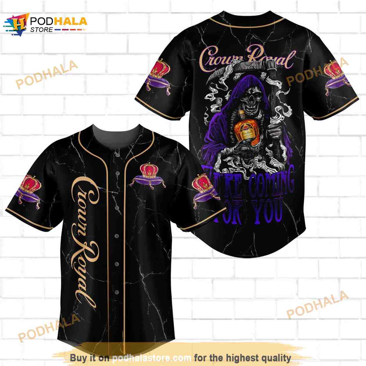 Crown Royal Death We’re Coming For You All Over Print Unisex 3D Baseball Jersey baseball jersey product view 1