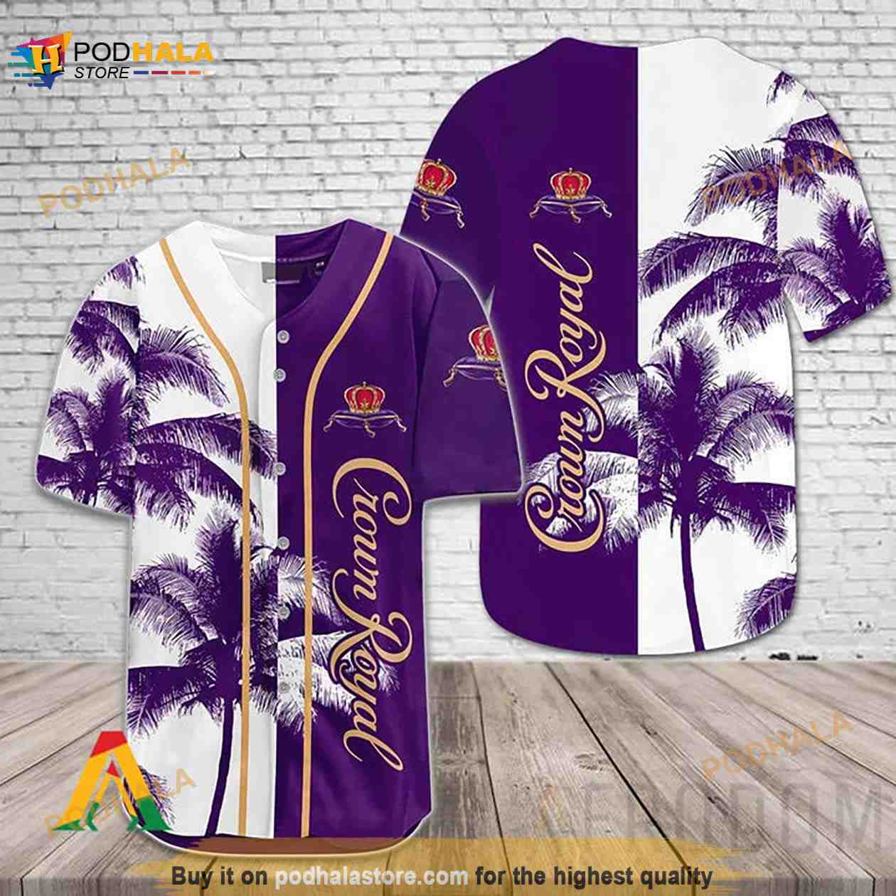 Crown Royal Tropical Coconut Trees 3D Baseball Jersey baseball jersey product view 1
