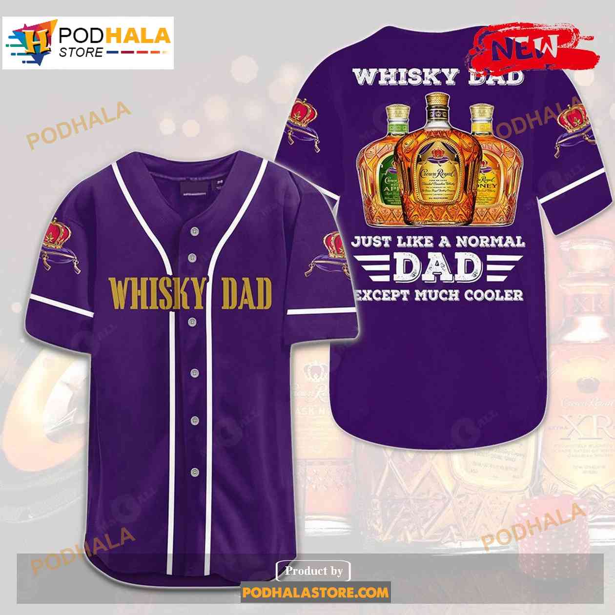 Crown Royal Whisky Dad All Over Print 3d Purple Baseball Jersey baseball jersey product view 1