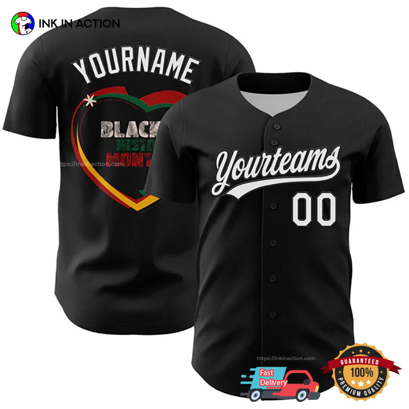 Custom Africa America Black History Month Baseball Jersey baseball jersey product view 1