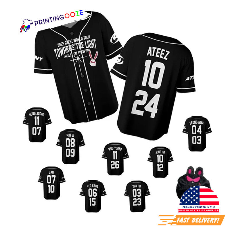 Custom Ateez Towards The Light World Tour 2025 Baseball Jersey baseball jersey product view 2