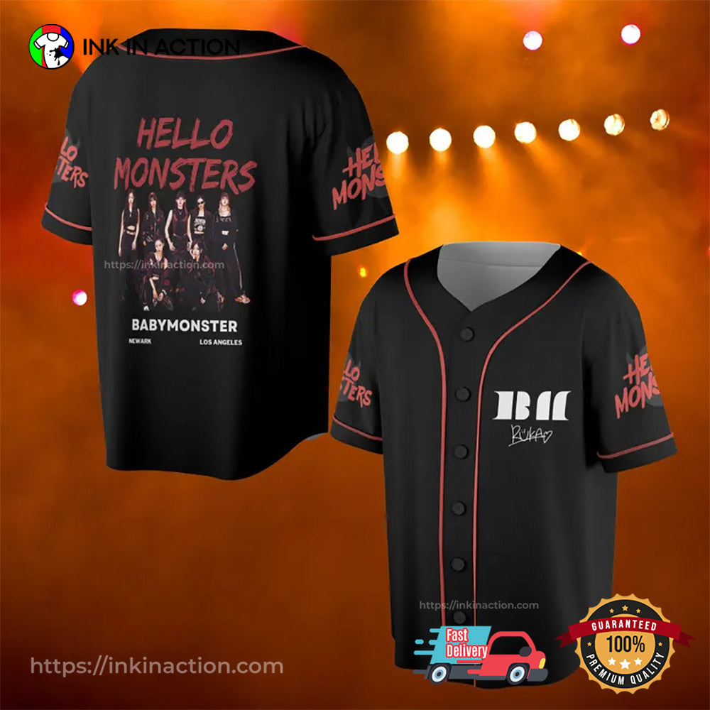 Custom Babymonster Hello Monster World Tour Baseball Jersey baseball jersey product view 1