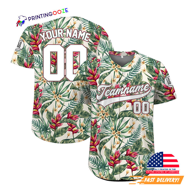 Custom Beach Vacation Tropical Trees Baseball Jersey baseball jersey product view 1