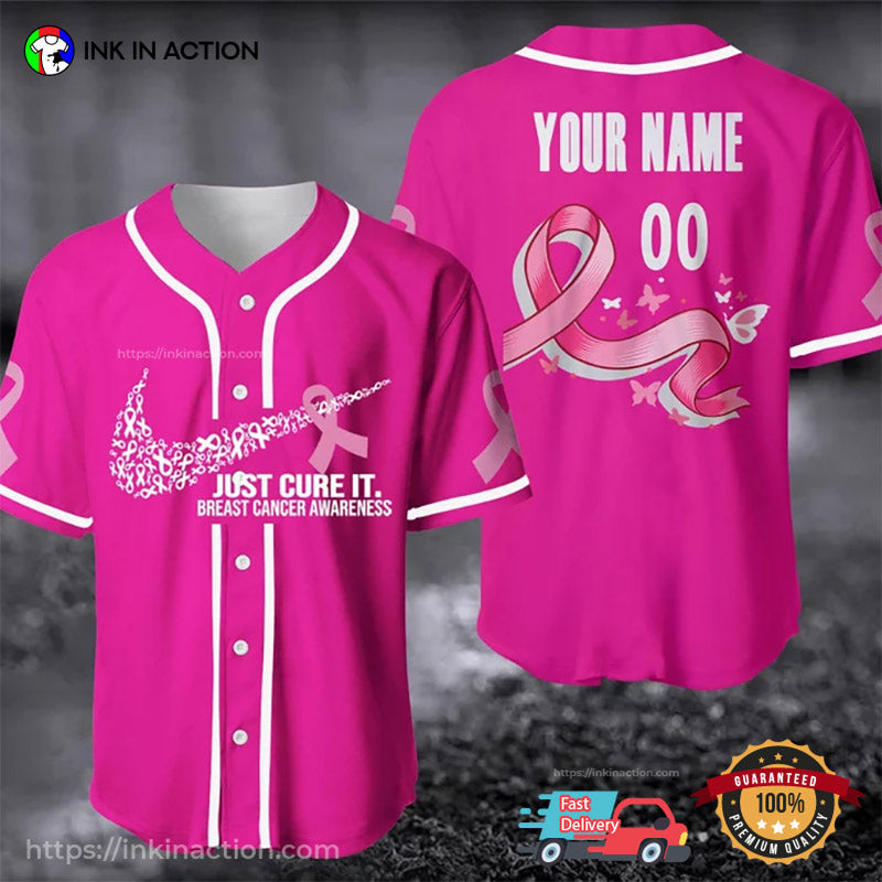 Custom Breast Cancer Baseball Jersey baseball jersey product view 1