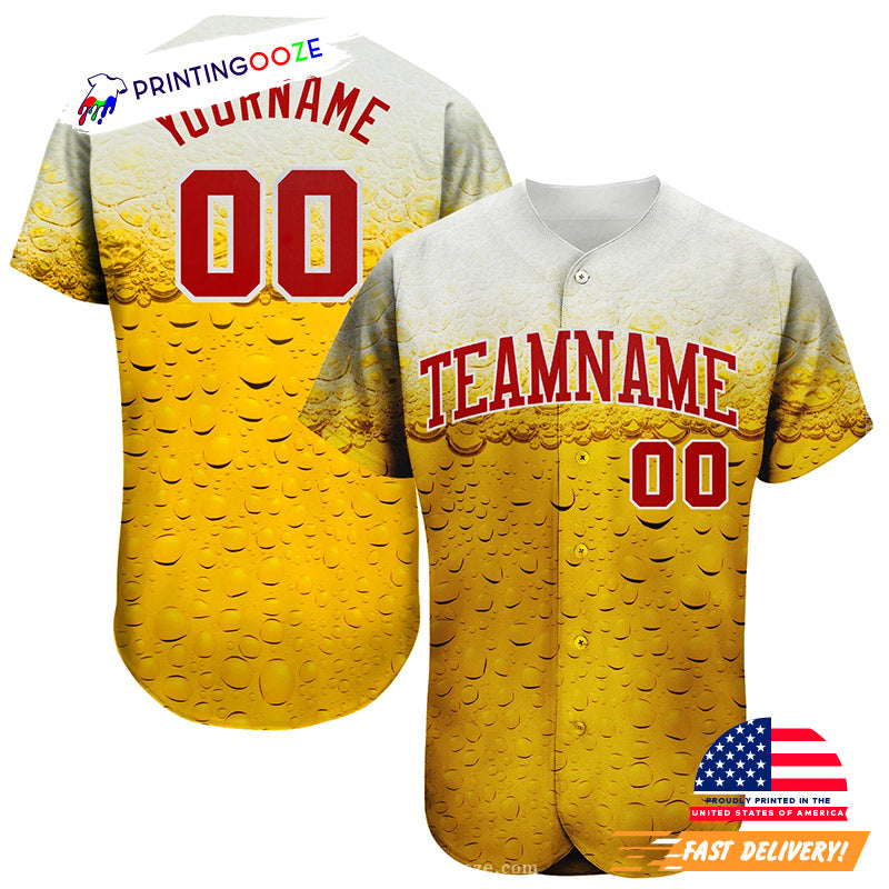 Custom Bubble Of Beer In Glass Beer Day Baseball Jersey baseball jersey product view 1