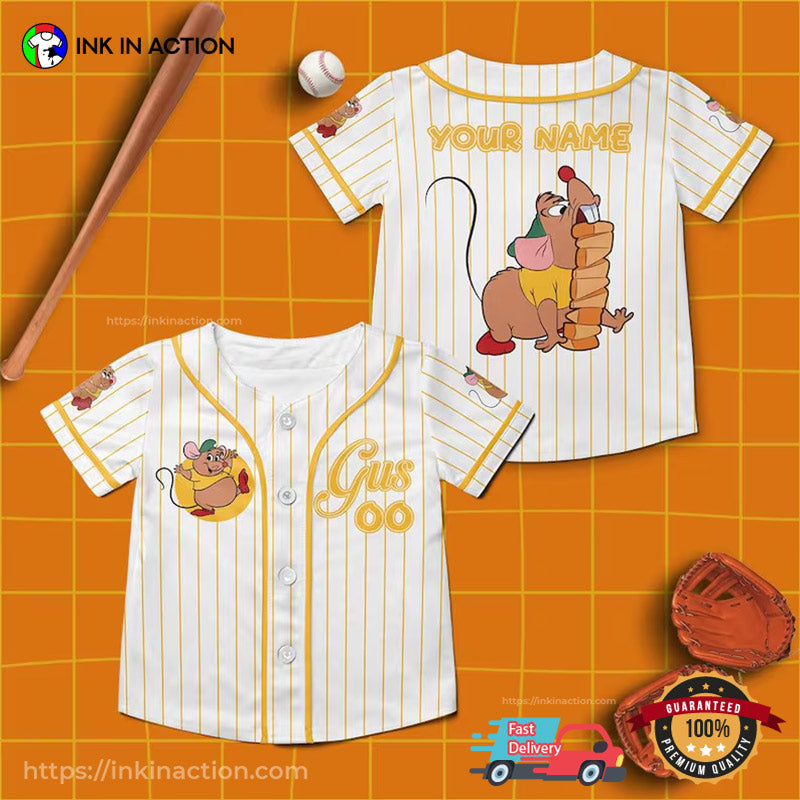 Custom Cinderella Gus Gus Mouse Funny Baseball Jersey baseball jersey product view 1