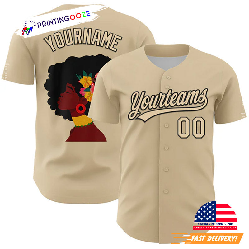 Custom City Cream Black Black History Month Baseball Jersey baseball jersey product view 1