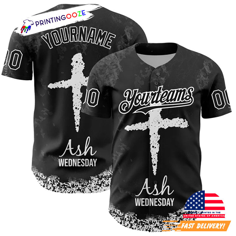Custom Cross Jesus Christ Ash Wednesday Baseball Jersey baseball jersey product view 1