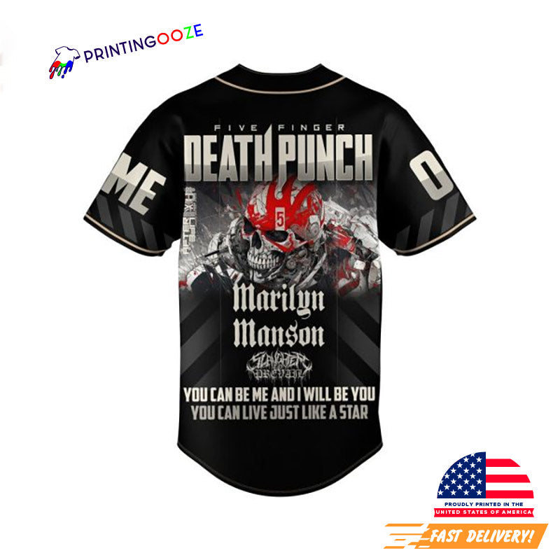 Custom Five Finger Death Punch Marilyn Manson Baseball Jersey baseball jersey product view 2