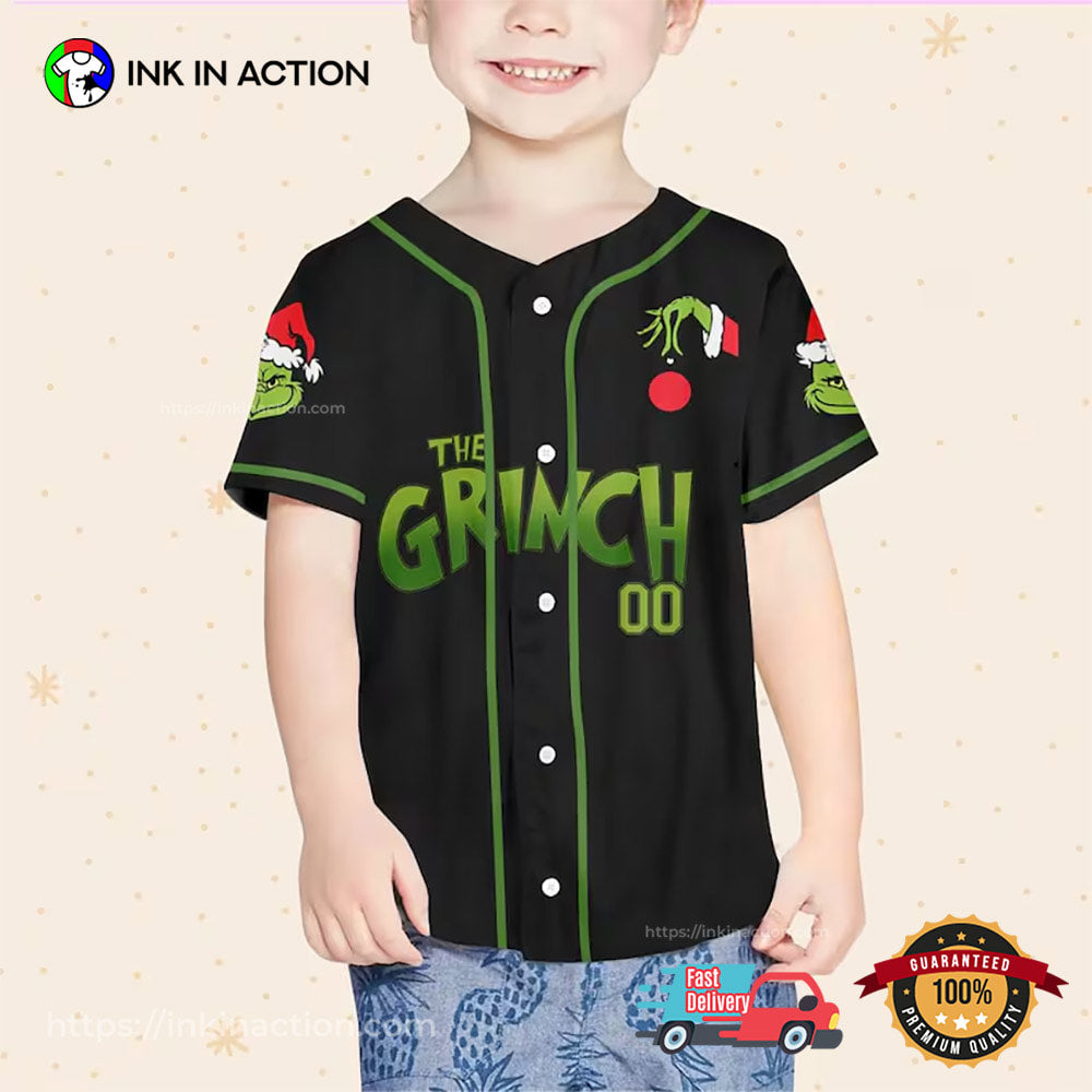 Custom Grinch Christmas Baseball Jersey baseball jersey product view 1