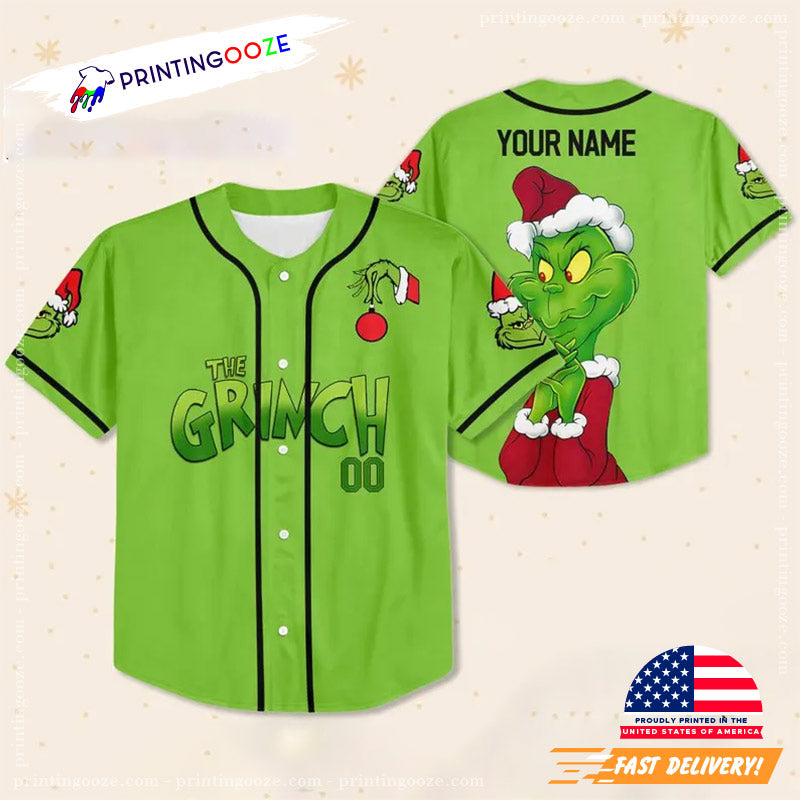 Custom Grinchmas Party Baseball Jersey baseball jersey product view 2