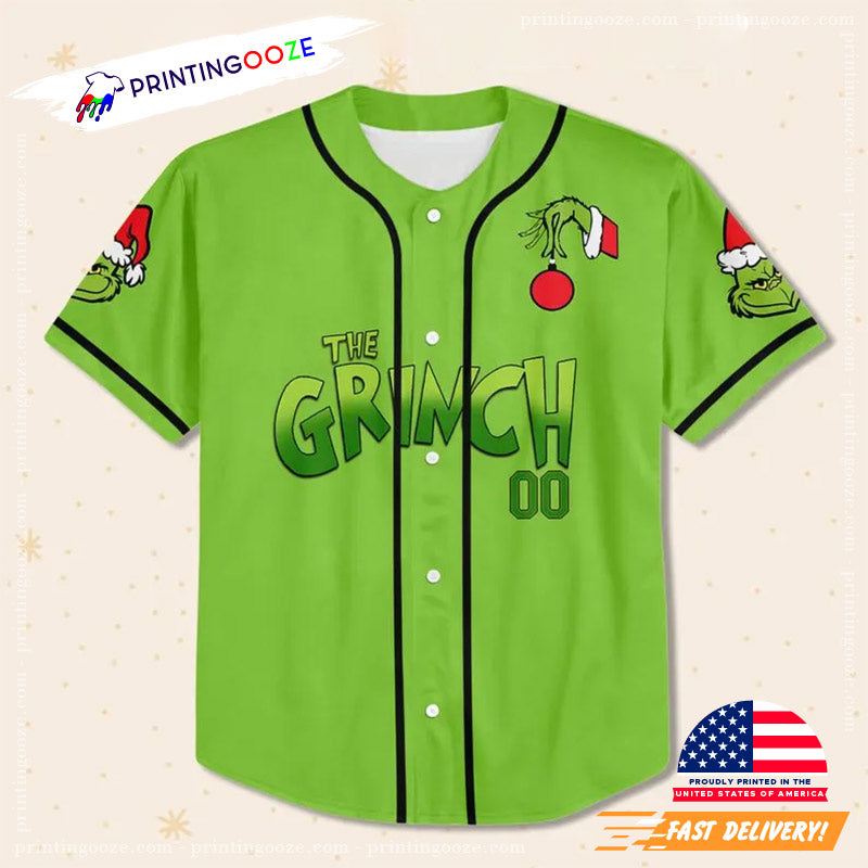 Custom Grinchmas Party Baseball Jersey baseball jersey product view 3