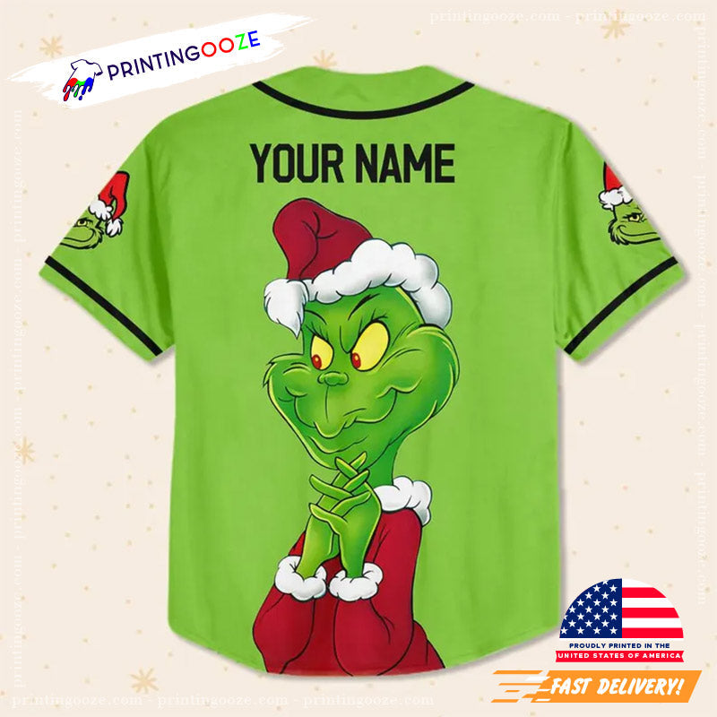 Custom Grinchmas Party Baseball Jersey baseball jersey product view 4