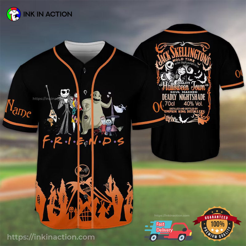 Custom Halloween Jack Skellington And Friends Baseball Jersey baseball jersey product view 1