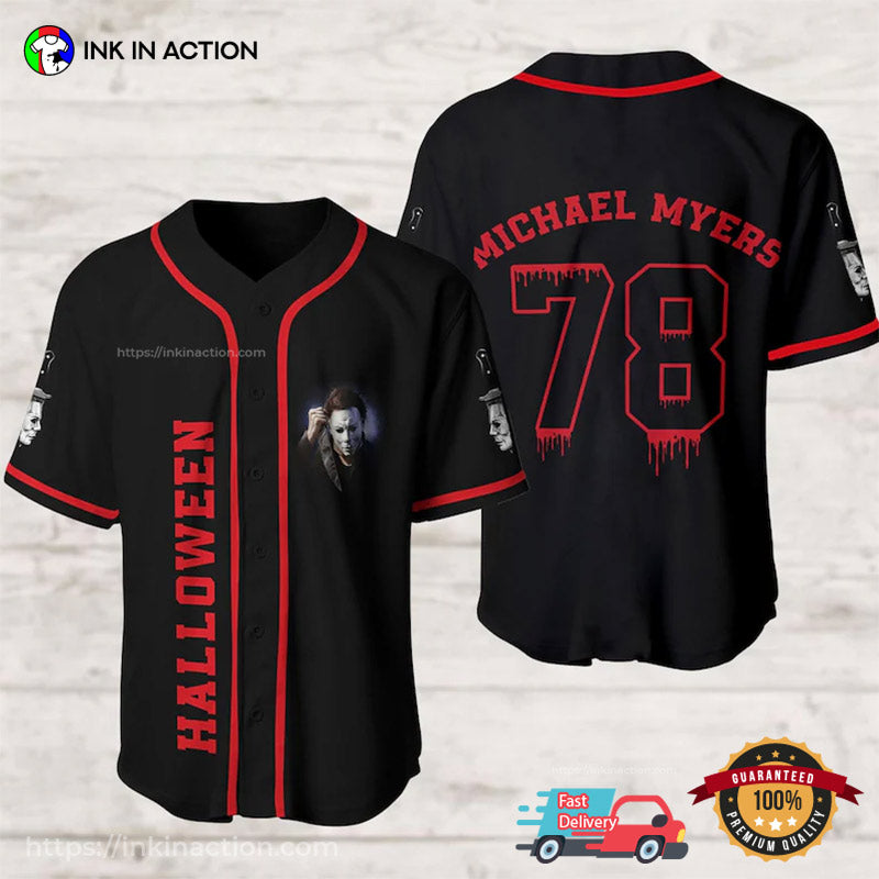 Custom Halloween Michael Myers The Killer Baseball Jersey baseball jersey product view 1