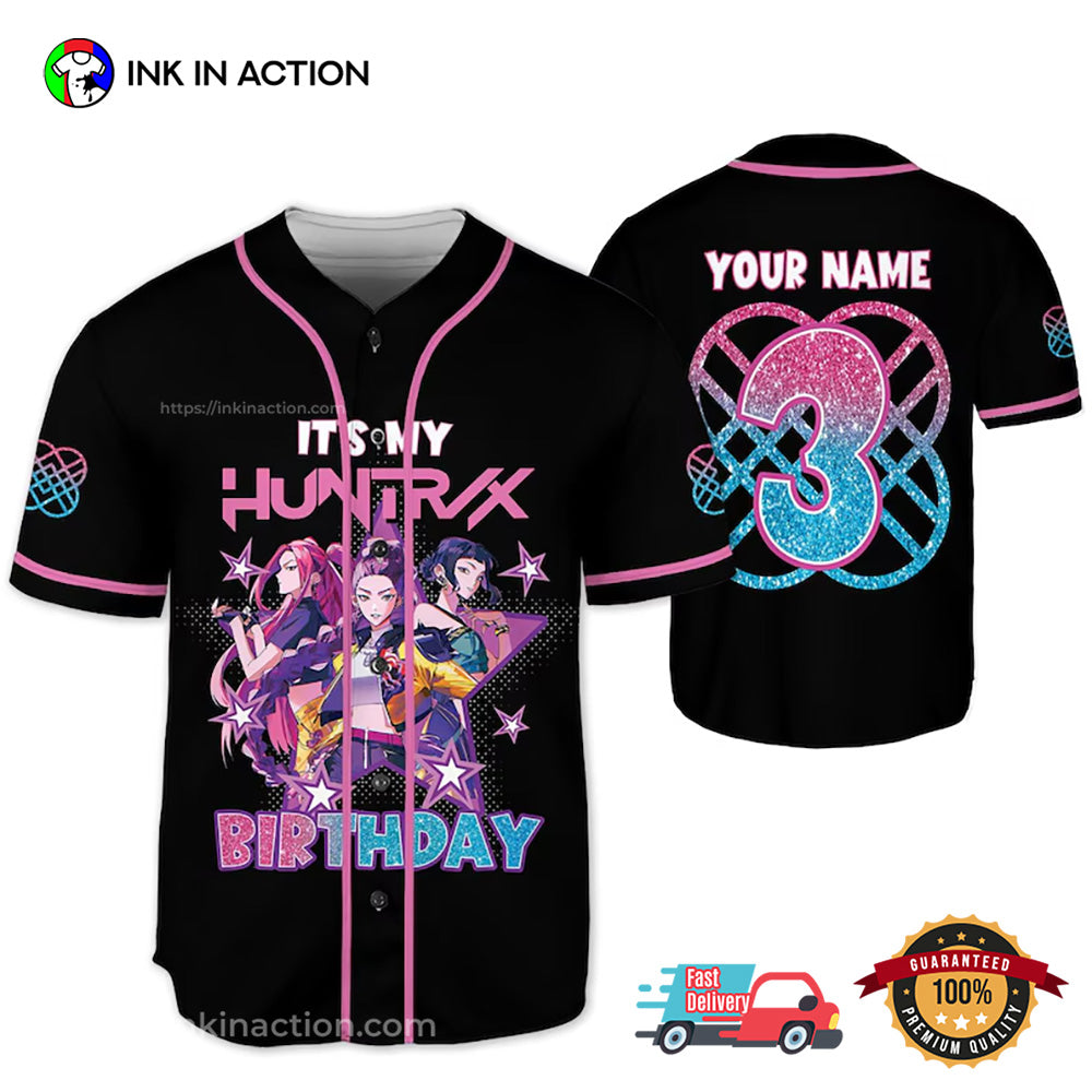 Custom Huntrix Birthday Girl Baseball Jersey baseball jersey product view 1