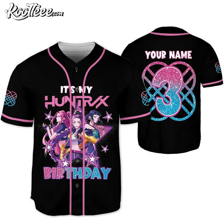Custom Huntrix Birthday Girl Kpop Demon Hunters Baseball Jersey baseball jersey product view 1