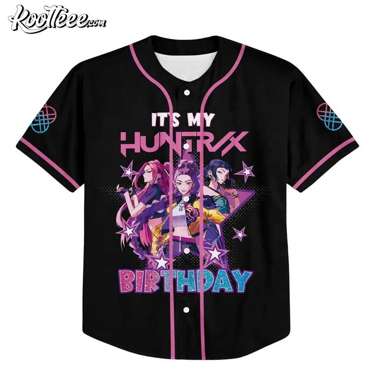 Custom Huntrix Birthday Girl Kpop Demon Hunters Baseball Jersey baseball jersey product view 2
