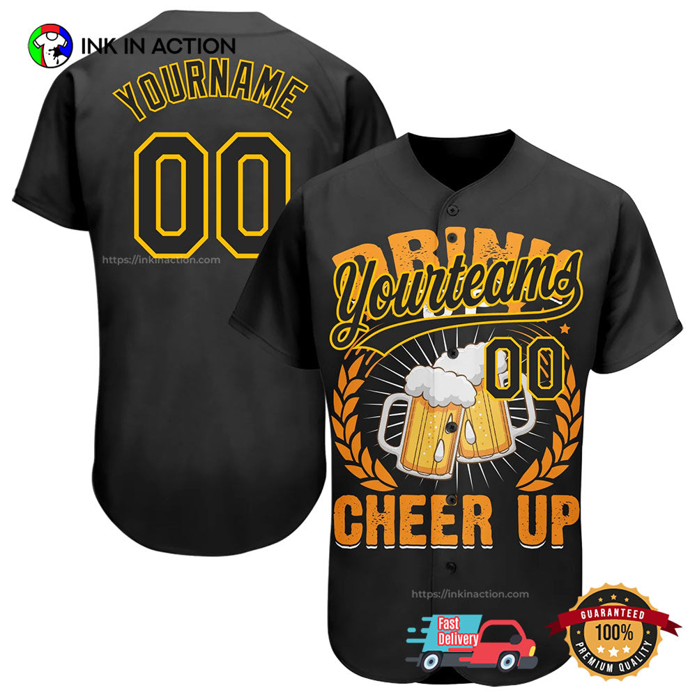 Custom International Beer Day Bring Cheer Up Baseball Jersey baseball jersey product view 1