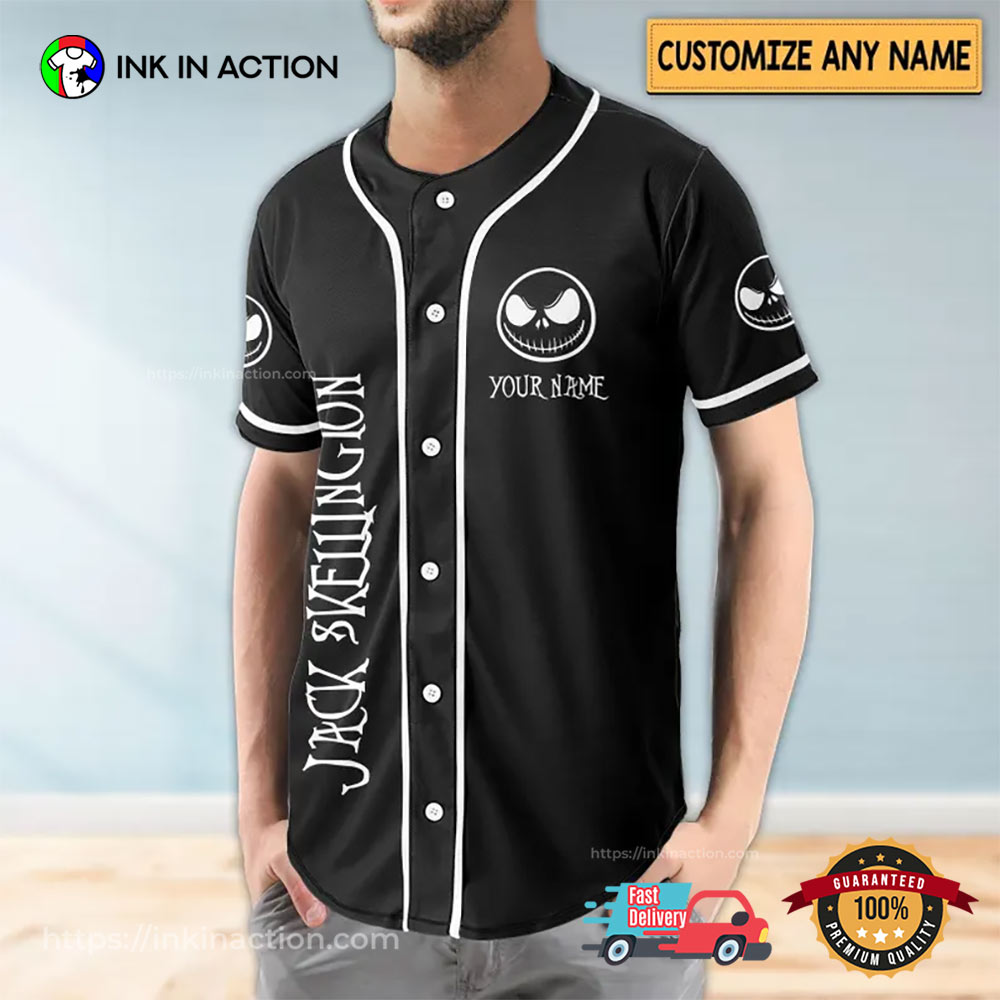 Custom Jack Skellington Baseball Jersey baseball jersey product view 1