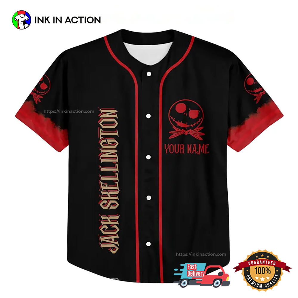 Custom Jack Skellington Halloween Baseball Jersey baseball jersey product view 2