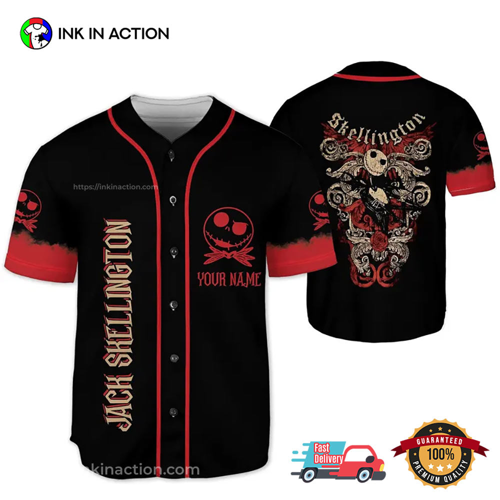 Custom Jack Skellington Halloween Baseball Jersey baseball jersey product view 1