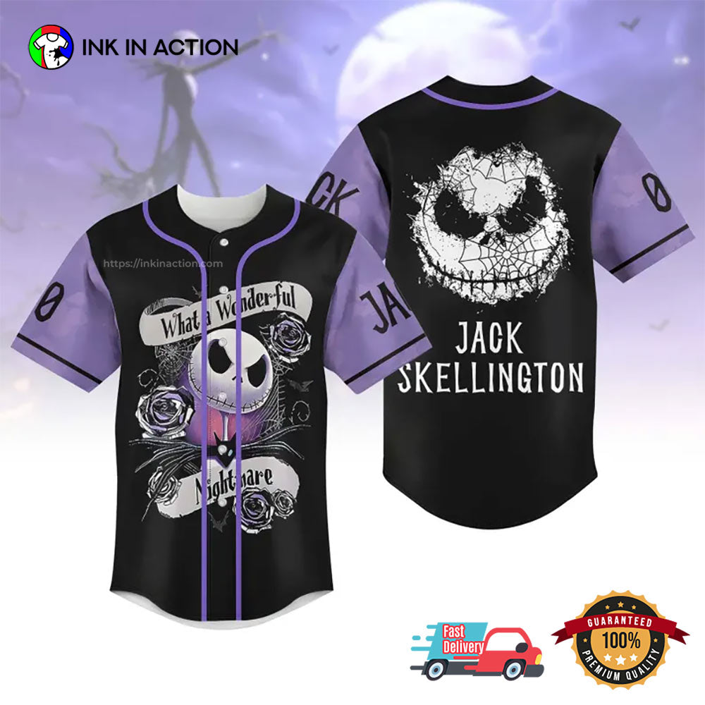 Custom Jack Skellington Nightmare Before Baseball Jersey baseball jersey product view 2