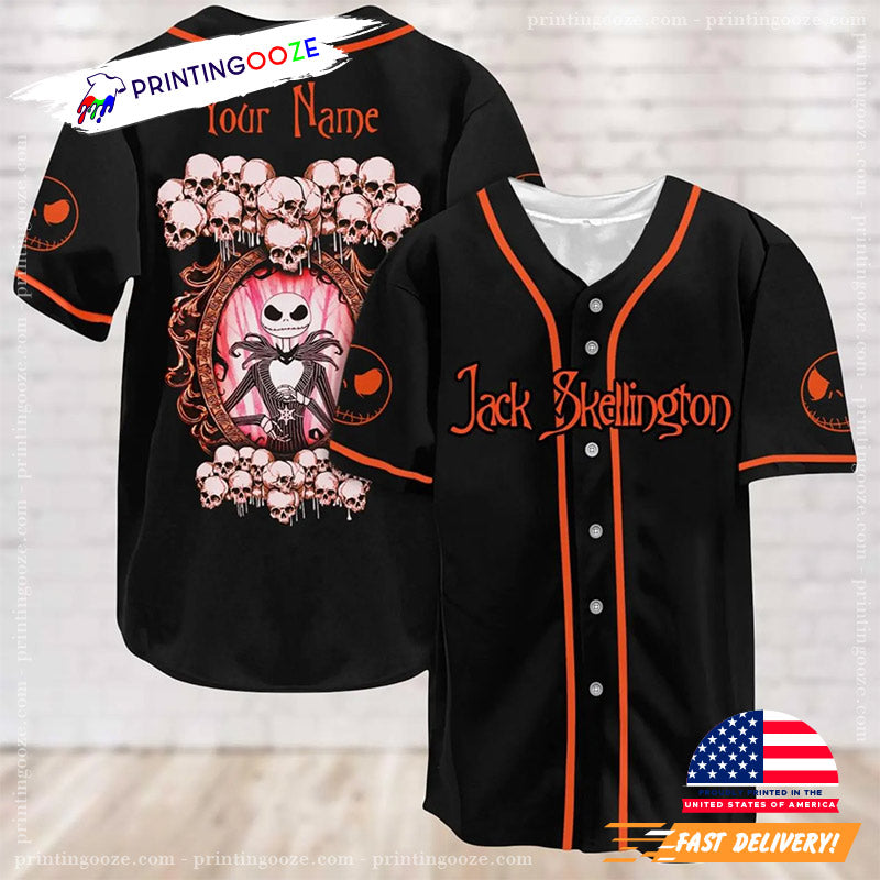 Custom Jack Skellington Spooky Season Baseball Jersey baseball jersey product view 1