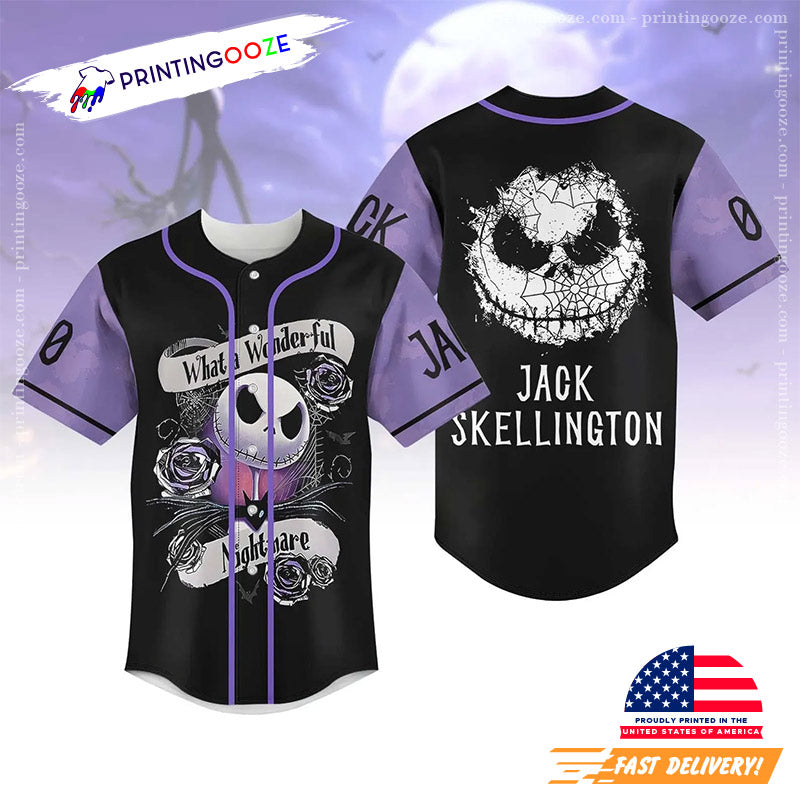 Custom Jack Skellington What A Wonderful Nightmare Baseball Jersey baseball jersey product view 1