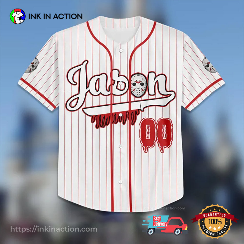 Custom Jason Voorhees Friday The 13th Baseball Jersey baseball jersey product view 2